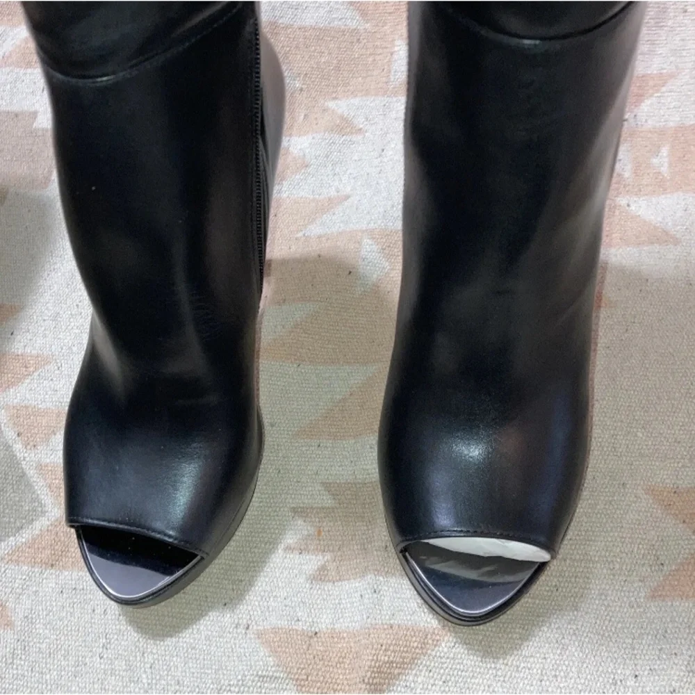 Herve Leger Thigh High Platform Heel Siren Boots Women’s 10 Black Leather New